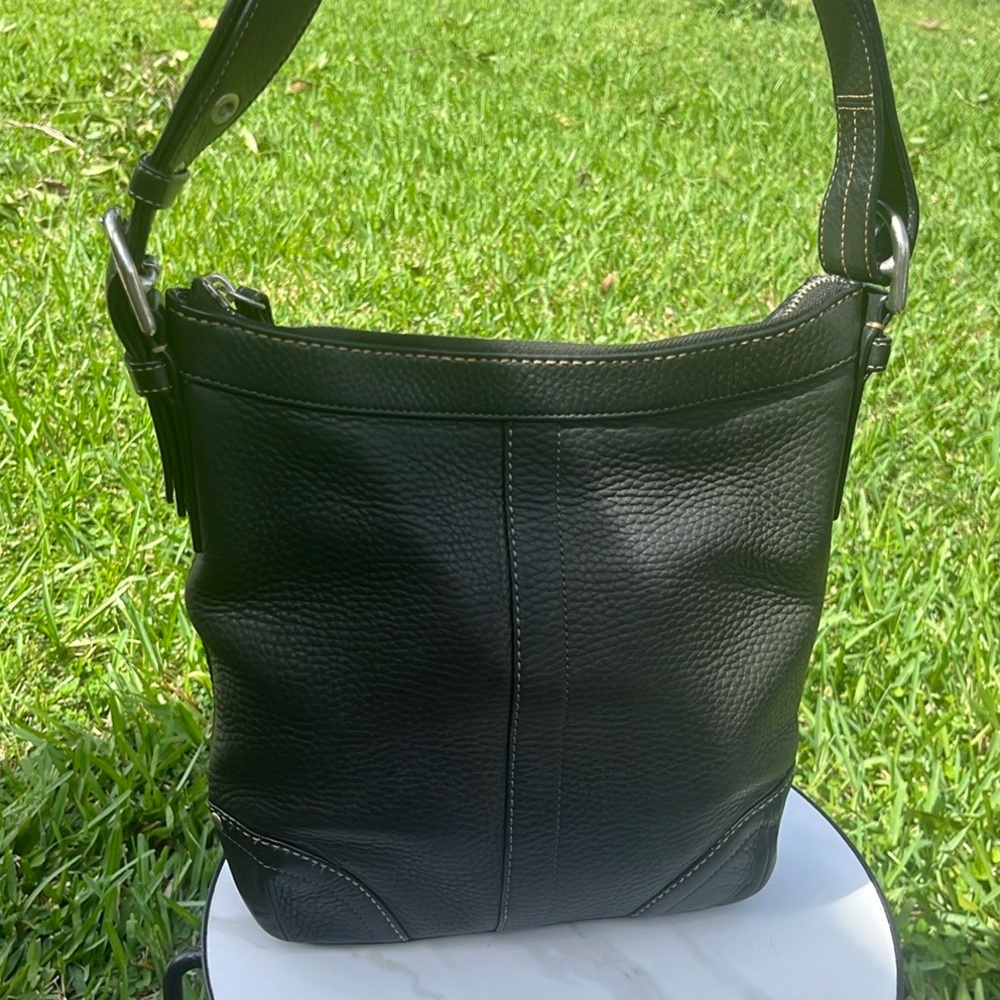 COACH Pebbled Leather Convertible Slim Bucket